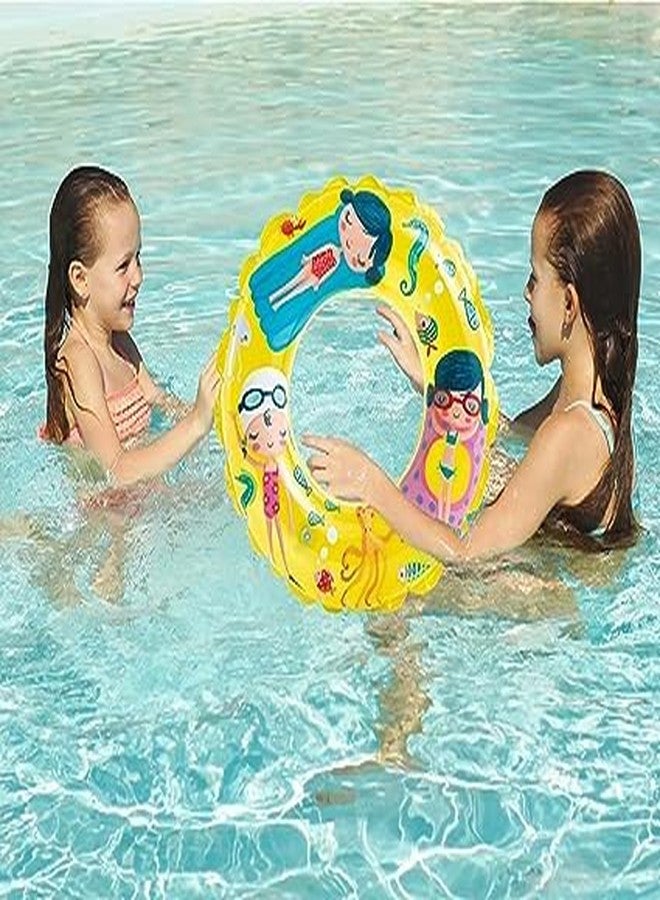 Zonoxo Cartoon Print Inflatable Swim Ring Floating Tube Cartoon Design Tube for Swimming Pool/Beach for Kids 3-10 Years Pack of 1(Yellow Color) - Image 2